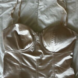 Express Satin Bustier Top - Cream